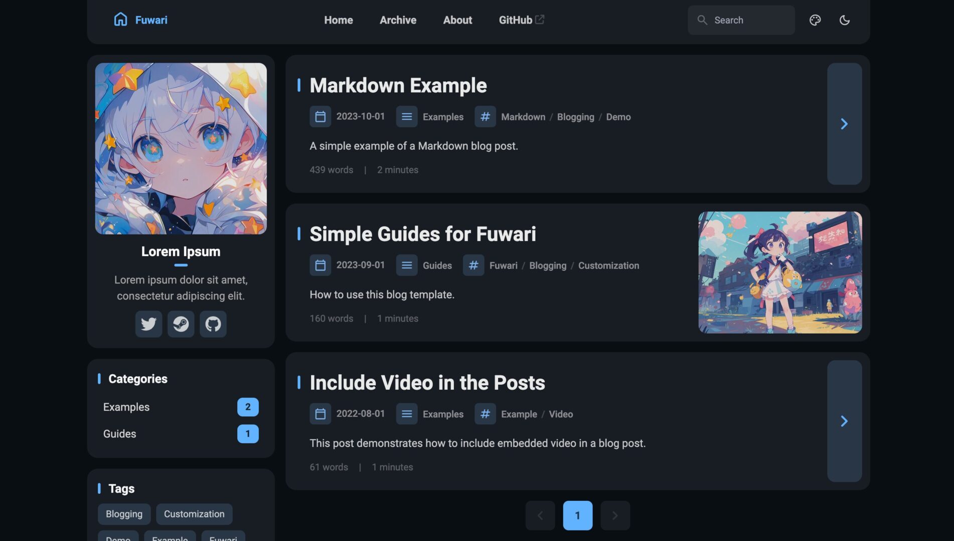 Fuwari astro blog template