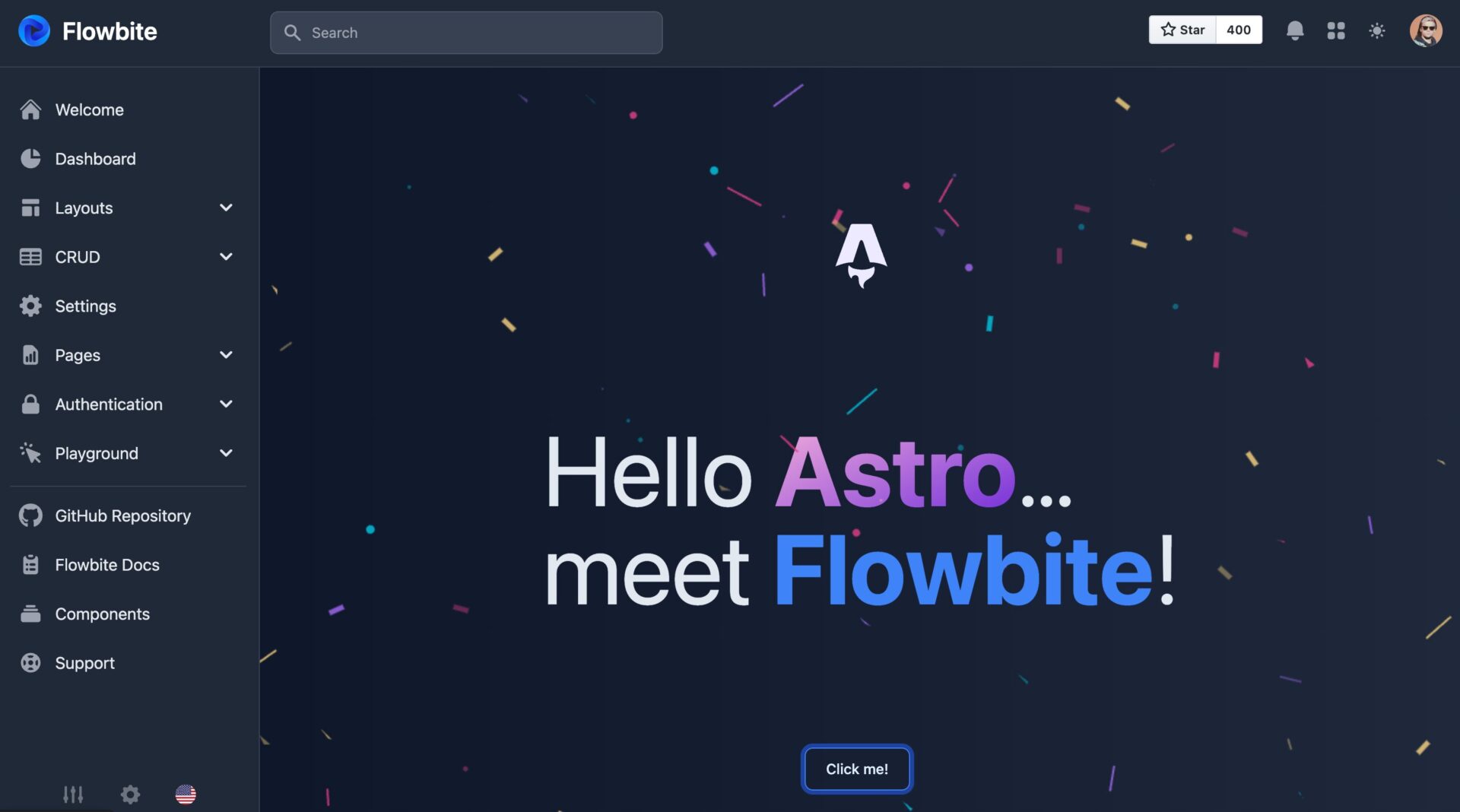 Flowbite astro admin dashboard template